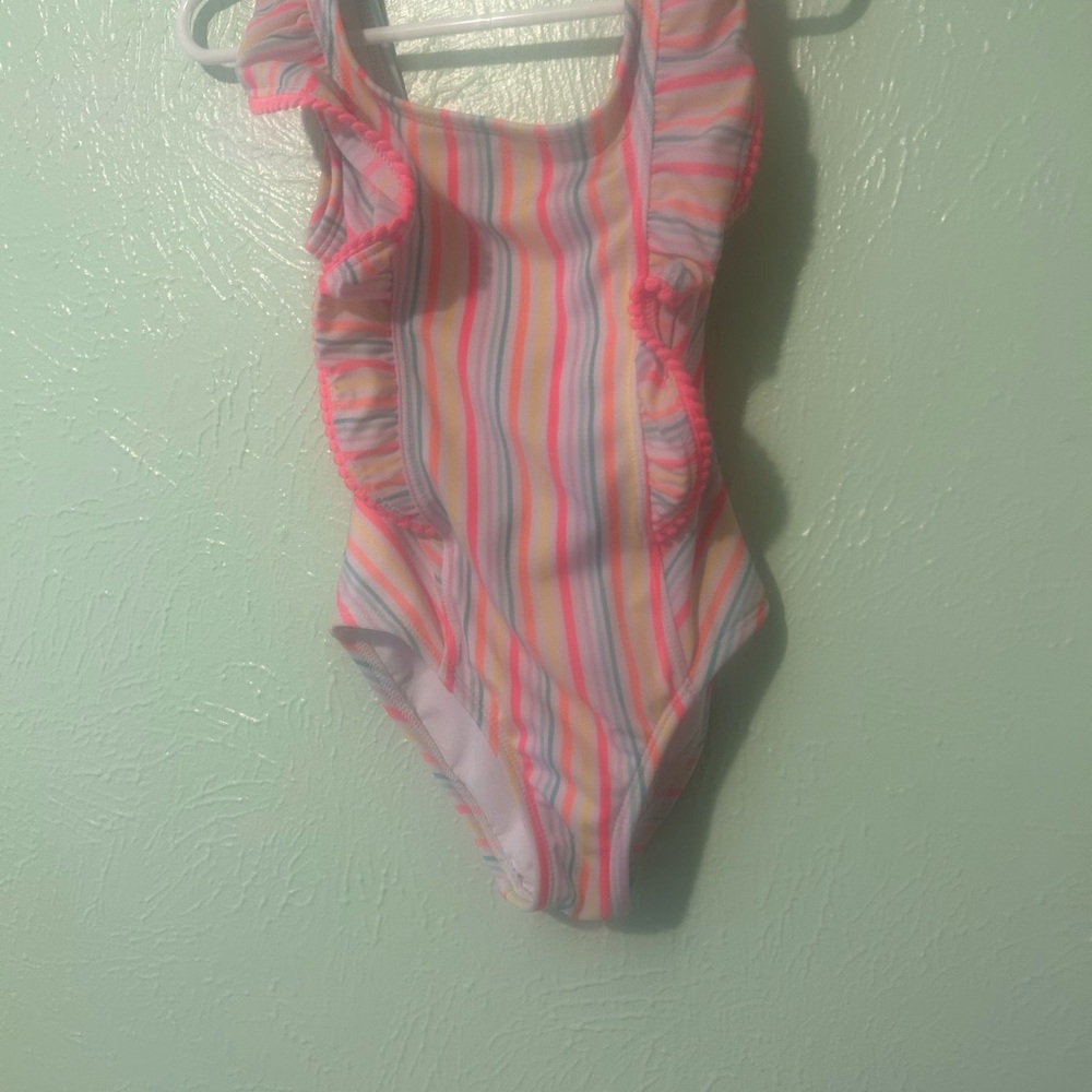 Colorful Striped Kids Swim One Piece